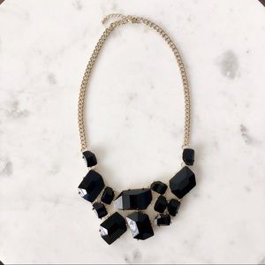 Gold Statement Necklace with Black Stones